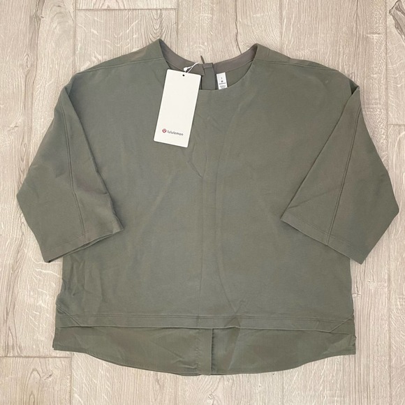 Lululemon Live to Layer Loose Olive Running Yoga Shirt Blouse - Picture 3 of 5